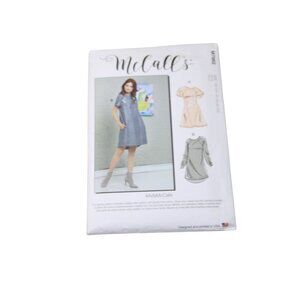 McCalls M7862 Ladies Plus Size Dress Knee Length UNCUT 93193 14 16 18 20 22